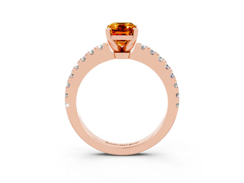 Rose gold Emerald Cut Solitaire Diamond with Pavé Band and Four-Prong Setting_3