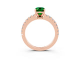 Rose gold Emerald Cut Solitaire Diamond with Pavé Band and Four-Prong Setting_3