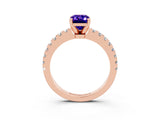 Rose gold Emerald Cut Solitaire Diamond with Pavé Band and Four-Prong Setting_3