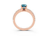 Rose gold Emerald Cut Solitaire Diamond with Pavé Band and Four-Prong Setting_3