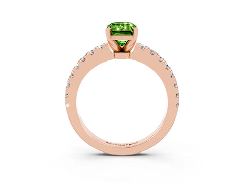 Rose gold Emerald Cut Solitaire Diamond with Pavé Band and Four-Prong Setting_3