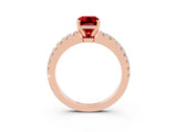 Rose gold Emerald Cut Solitaire Diamond with Pavé Band and Four-Prong Setting_3