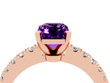 Rose gold Emerald Cut Solitaire Diamond with Pavé Band and Four-Prong Setting_4