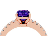 Rose gold Emerald Cut Solitaire Diamond with Pavé Band and Four-Prong Setting_4