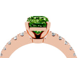 Rose gold Emerald Cut Solitaire Diamond with Pavé Band and Four-Prong Setting_4
