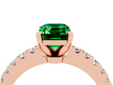 Rose gold Emerald Cut Solitaire Diamond with Pavé Band and Four-Prong Setting_4