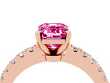 Rose gold Emerald Cut Solitaire Diamond with Pavé Band and Four-Prong Setting_4