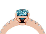 Rose gold Emerald Cut Solitaire Diamond with Pavé Band and Four-Prong Setting_4