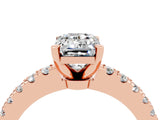 Rose gold Emerald Cut Solitaire Diamond with Pavé Band and Four-Prong Setting_4