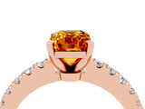 Rose gold Emerald Cut Solitaire Diamond with Pavé Band and Four-Prong Setting_4