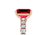Rose gold Emerald Cut Solitaire Diamond with Pavé Band and Four-Prong Setting_5