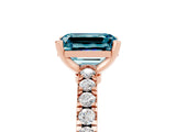 Rose gold Emerald Cut Solitaire Diamond with Pavé Band and Four-Prong Setting_5