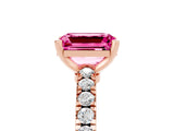 Rose gold Emerald Cut Solitaire Diamond with Pavé Band and Four-Prong Setting_5