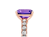Rose gold Emerald Cut Solitaire Diamond with Pavé Band and Four-Prong Setting_5