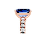 Rose gold Emerald Cut Solitaire Diamond with Pavé Band and Four-Prong Setting_5
