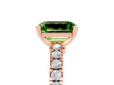 Rose gold Emerald Cut Solitaire Diamond with Pavé Band and Four-Prong Setting_5