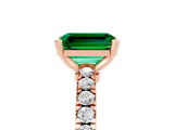 Rose gold Emerald Cut Solitaire Diamond with Pavé Band and Four-Prong Setting_5