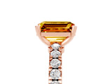 Rose gold Emerald Cut Solitaire Diamond with Pavé Band and Four-Prong Setting_5
