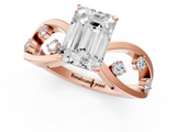 Rose gold Emerald Cut Solitaire Diamond with Side Stones on Criss-Cross Band and Four-Prong Setting_18
