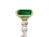 Rose gold Emerald Cut Solitaire Emerald Ring with Pave Band and Four-Prong Setting_5