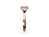 Rose gold Emerald Cut Solitaire Engagement Ring with Flat Band and Four-Prong Setting 2
