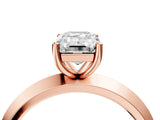 Rose gold Emerald Cut Solitaire Engagement Ring with Flat Band and Four-Prong Setting 4