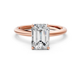 Rose gold Emerald Cut Solitaire Engagement Ring with Four-Prong Setting and Classic Band_40