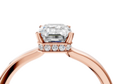 Rose gold Emerald Cut Solitaire Engagement Ring with Four-Prong Setting on a Classic Band_40