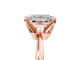 Rose gold Emerald Cut Solitaire Engagement Ring with Six-Prong Setting and Tapered Band_8