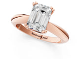 Rose gold Emerald Cut Solitaire Engagement Ring with Tapered Band and Four-Prong Setting 2