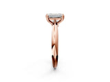 Rose gold Emerald Cut Solitaire Engagement Ring with Tapered Band and Four-Prong Setting 3