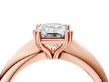 Rose gold Emerald Cut Solitaire Engagement Ring with Tapered Band and Four-Prong Setting 5