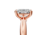 Rose gold Emerald Cut Solitaire Engagement Ring with Tapered Band and Four-Prong Setting