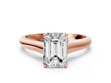 Rose gold Emerald Cut Solitaire Engagement Ring with Tapered Band and Four-Prong Setting_3
