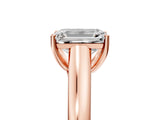 Rose gold Emerald Cut Solitaire Engagement Ring with Tapered Band and Four-Prong Setting_8
