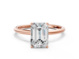 Rose gold Emerald Cut Solitaire Engagement Ring with Thin Band and Four-Prong Setting_3