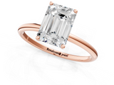 Rose gold Emerald Cut Solitaire Engagement Ring with Thin Band and Four-Prong Setting_4