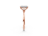 Rose gold Emerald Cut Solitaire Engagement Ring with Thin Band and Four-Prong Setting_5