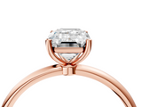 Rose gold Emerald Cut Solitaire Engagement Ring with Thin Band and Four-Prong Setting_7