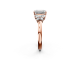 Rose gold Emerald Cut Solitaire Floral Diamond Ring with Four-Prong Setting_50