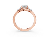 Rose gold Emerald Cut Solitaire Floral Diamond Ring with Four-Prong Setting_51