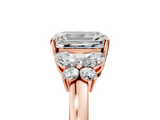 Rose gold Emerald Cut Solitaire Floral Diamond Ring with Four-Prong Setting_53