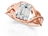Rose gold Emerald Cut Solitaire Intertwined Band Prong Setting Ring_15