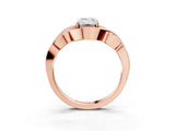 Rose gold Emerald Cut Solitaire Intertwined Band Prong Setting Ring_17