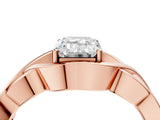 Rose gold Emerald Cut Solitaire Intertwined Band Prong Setting Ring_18