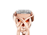 Rose gold Emerald Cut Solitaire Intertwined Band Prong Setting Ring_19