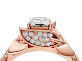Rose gold Emerald Cut Solitaire Leaf-Inspired Engagement Ring with Prong Setting_23
