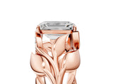 Rose gold Emerald Cut Solitaire Leaf-Inspired Engagement Ring with Prong Setting_24
