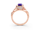 Rose gold Emerald Cut Solitaire Leaf-Inspired Engagement Ring with Prong Setting_3