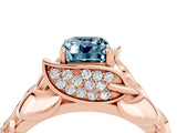 Rose gold Emerald Cut Solitaire Leaf-Inspired Engagement Ring with Prong Setting_4